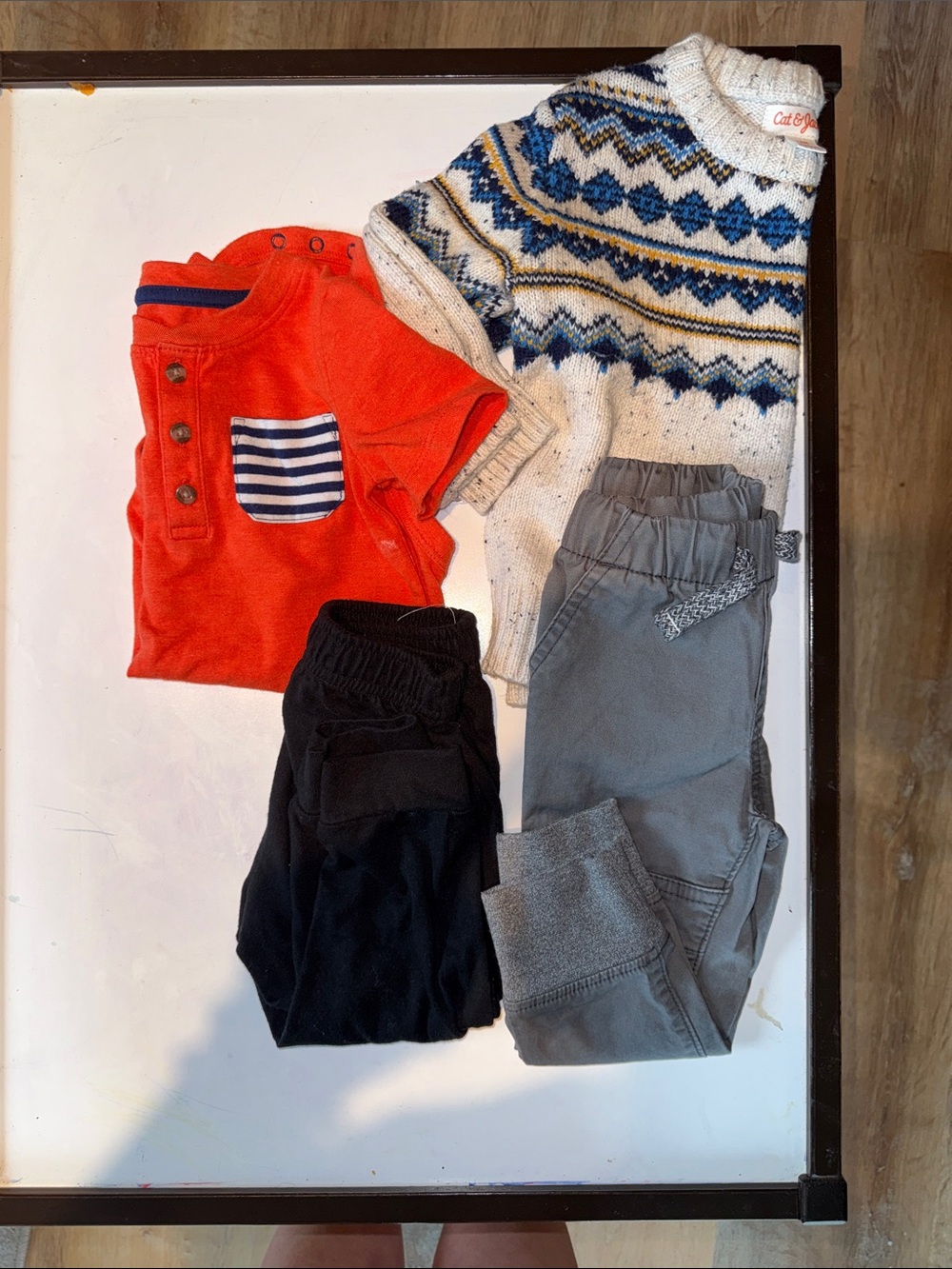 Cat & Jack Orange Baby Tee with Navy Trim